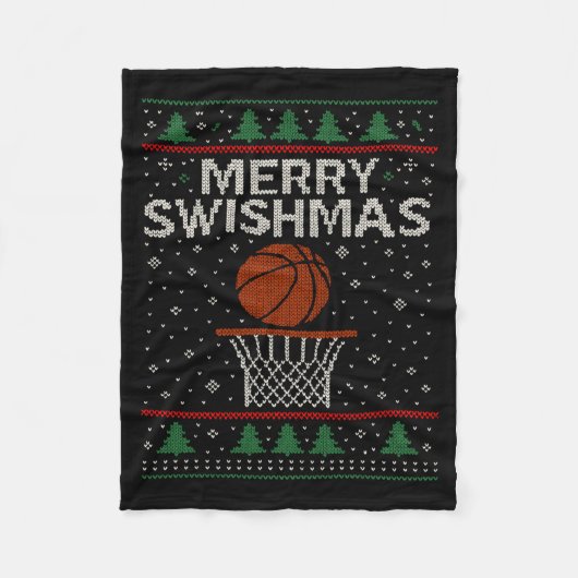 Couverture Polaire Merry Swishmas Ugly Christmas Sweater Basketball J (Devant)