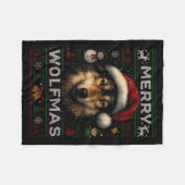 Couverture Polaire Merry Wolfmas Merry Christmas Wolf Ugly Sweater Fu (Devant (Horizontal))