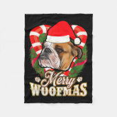 Couverture Polaire Merry Woofmas English Bulldog With Santa Claus Hat (Devant)