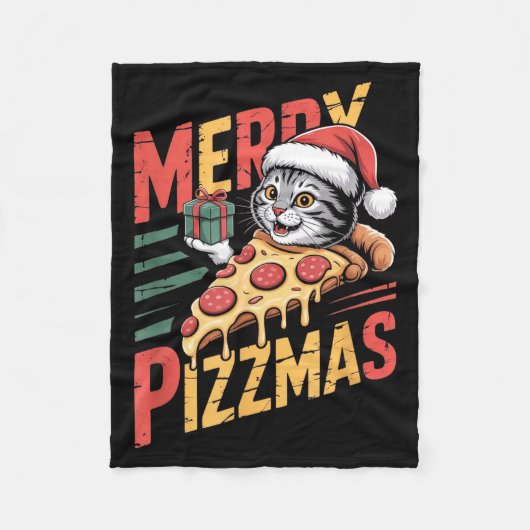 Couverture Polaire Merry Zzmas Christmas Cat Funny Zza Lover Xmas Cat (Devant)