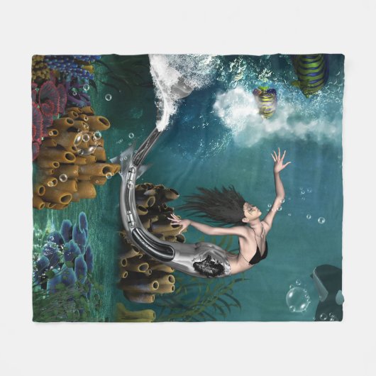 Couverture Polaire Merveilleuse sirène à vapeur (Devant (Horizontal))