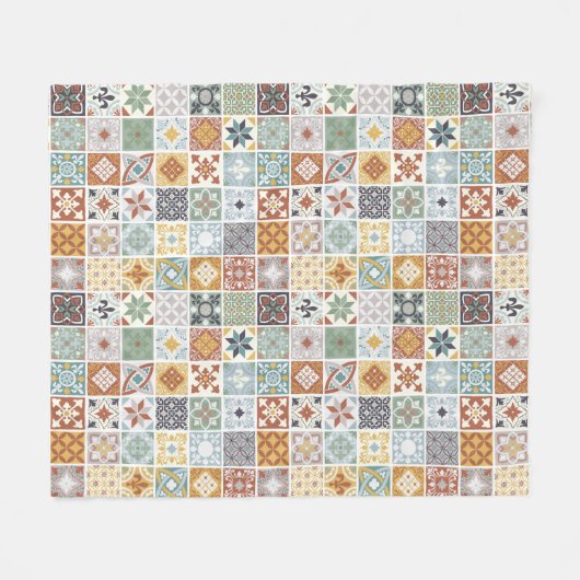 Couverture Polaire Mes racines - Carreaux méditerranéens (Devant (Horizontal))