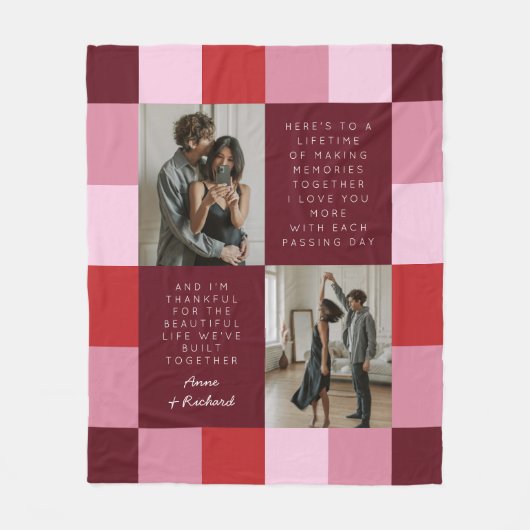 Couverture Polaire Message d'alarme 2 Photos dans Valentines Plaid (Devant)