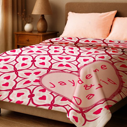 Couverture Polaire Message de la Saint-Valentin rouge et rose