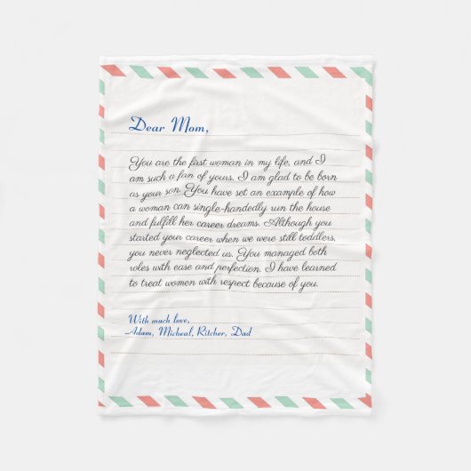 Couverture Polaire Message de lettre d'amour manuscrite du portable m (Devant)