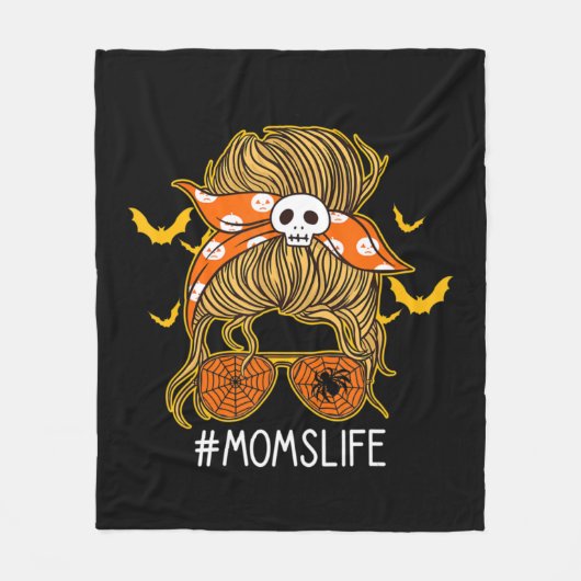 Couverture Polaire Messy Hair Bun Maman Vie Halloween éffrayant (Devant)