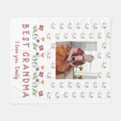 Couverture Polaire Mete Meilleure Fleurs Grand-Mère Photo de la Fête (Devant (Horizontal))