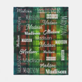 Couverture Polaire Métro Art tout texte tartan vert baffalo plaid (Devant)