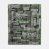 Couverture Polaire Métro Art tout texte tartan vert noir plaid (Devant)