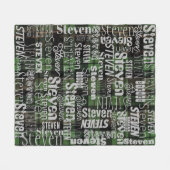 Couverture Polaire Métro Art tout texte tartan vert noir plaid (Devant (Horizontal))