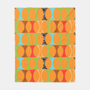Couverture Polaire Mi-siècle Moderne Orange Motif Fleece Blanche