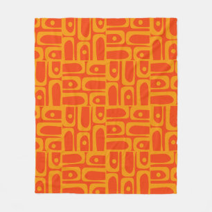 Couverture Polaire Mi-siècle Moderne Piquet Abstrait Motifs Orange