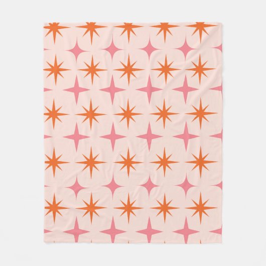 Couverture Polaire Mi-Siècle Rétro Starburs Motif rose orange (Devant)