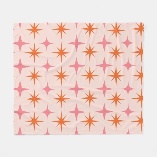 Couverture Polaire Mi-Siècle Rétro Starburs Motif rose orange (Devant (Horizontal))