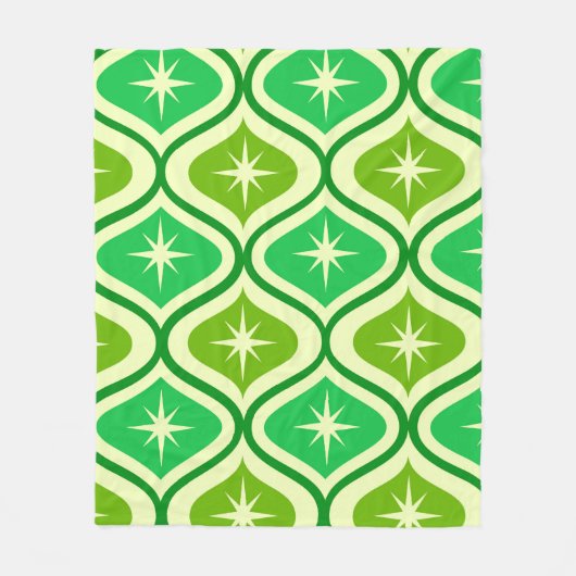Couverture Polaire Mi-Siècle Retro Starburs Sur Green Ogee Motif (Devant)