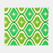 Couverture Polaire Mi-Siècle Retro Starburs Sur Green Ogee Motif (Devant (Horizontal))