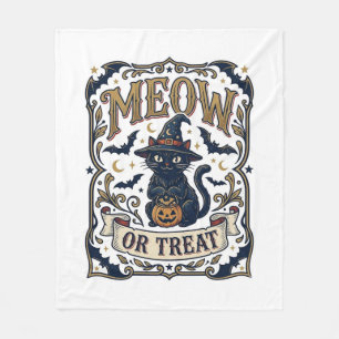 Couverture Polaire Miaou ou friandise Chat Halloween Chat effrayant V