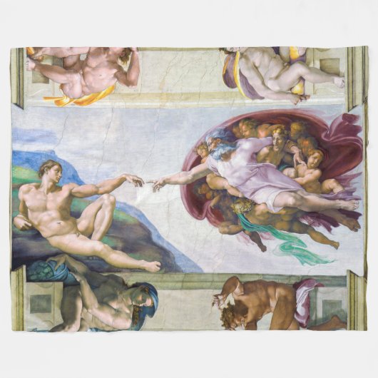 Couverture Polaire Michelangelo - Création d'Adam, Chapelle Sixtine (Devant (Horizontal))