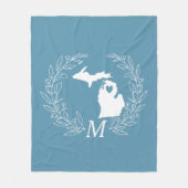 Couverture Polaire Michigan State map wreath feuille monogramme (Devant)