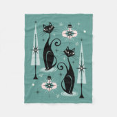 Couverture Polaire Mid Century Atomic Kitty Noël ©studioxtine (Devant)