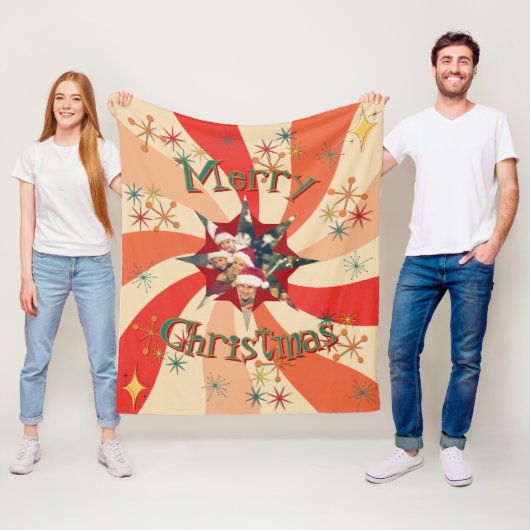 Couverture Polaire Mid Century Christmas Atomic Retro Wave Star Photo (En situation)