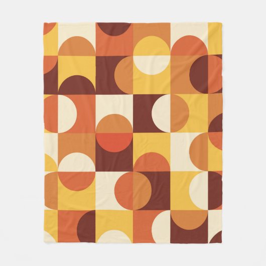 Couverture Polaire Mid Century Moderne demi cercles jaune et orange (Devant)
