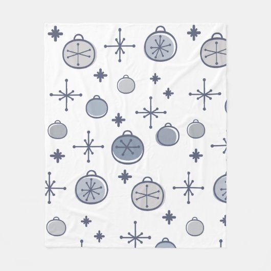 Couverture Polaire Mid Century Moderne Rétro Art de Noël Argent (Devant)