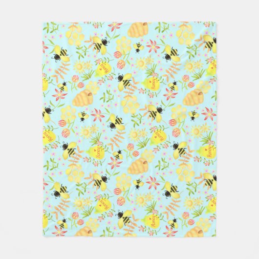 Couverture Polaire Miel Bee Blue (Devant)