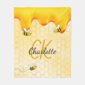 Couverture Polaire Miel de nid d'abeilles dégoulinant monogramme (Devant)