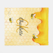 Couverture Polaire Miel de nid d'abeilles dégoulinant monogramme (Devant (Horizontal))