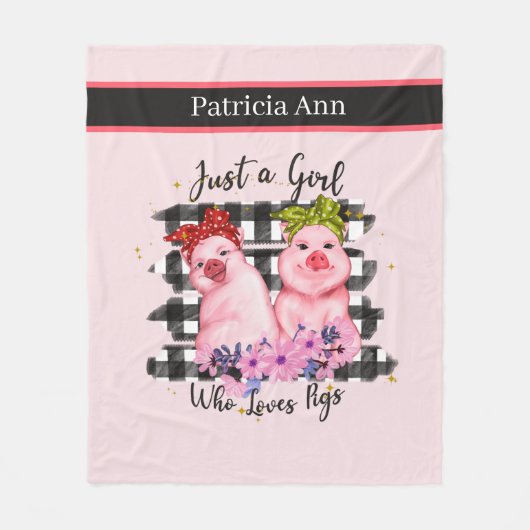 Couverture Polaire mignon amoureux de porc ajouter nom (Devant)
