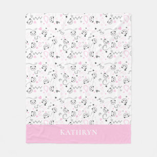 Couverture Polaire mignon coeur gris rose kawaii panda Baby Girl