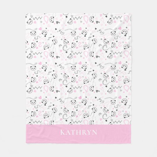 Couverture Polaire mignon coeur gris rose kawaii panda Baby Girl (Devant)