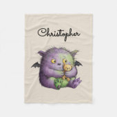 Couverture Polaire Mignon Copain Monstre Violet Vert Fluffy (Devant)