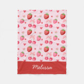Couverture Polaire Mignon Coquette Rouge Rose Fraise Cerise (Devant)