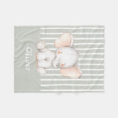 Couverture Polaire Mignon éléphant bébé aquarelle nom de l'enfant (Devant (Horizontal))