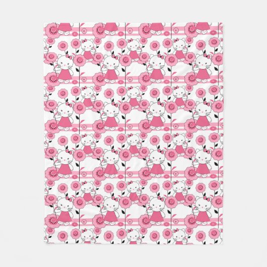 Couverture Polaire mignon enfants chaton rose blanc imprimé (Devant)