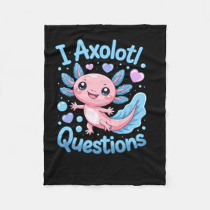Couverture Polaire Mignon Kawaii Axolotl Questions Bleu Et Rose