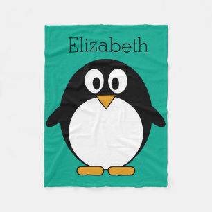Couverture Polaire mignon manchot émeraude et noir