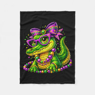 Couverture Polaire Mignon masque de perles mardi gras alligator carni