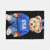 Couverture Polaire Mignon ours patriotique États-Unis 4 juillet améri (Devant (Horizontal))