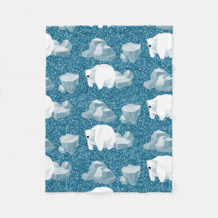 Couverture Polaire Mignon Ours Polaire Blanc Animal Sauvage Nord Bleu