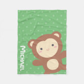Couverture Polaire Mignon Singe Kawaii Points Verts (Devant)