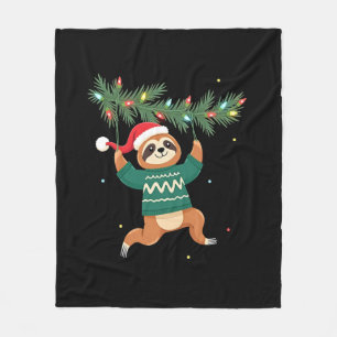 Couverture Polaire Mignon Xmas Paresseux Chapeau de Père Noël Noël Pa