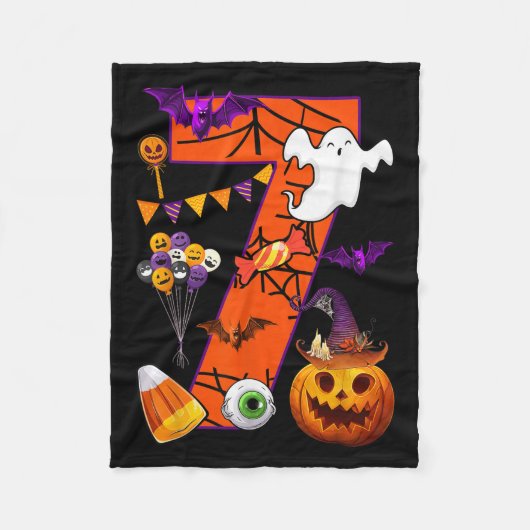 Couverture Polaire Mignonne 7 ans 7e anniversaire Ghost Happy Hallowe (Devant)