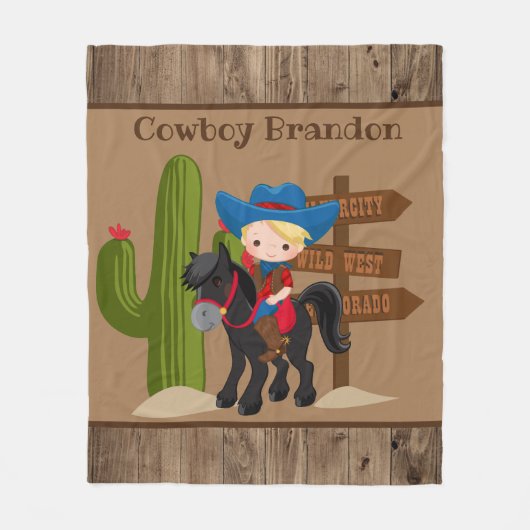 Couverture Polaire Mignonne ajouter nom cowboy chambre décoration cou (Devant)