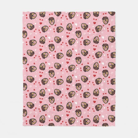 Couverture Polaire Mignonne amour chien rose rouge (Devant)