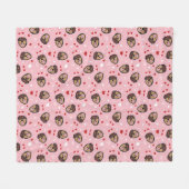 Couverture Polaire Mignonne amour chien rose rouge (Devant (Horizontal))