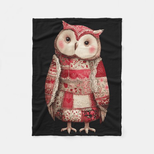 Couverture Polaire Mignonne Chouette Patchwork Amoureuse de Quilting (Devant)