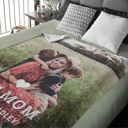 Couverture Polaire Mignonne COEUR T'AIME MÈRE Fête des Mères Photo